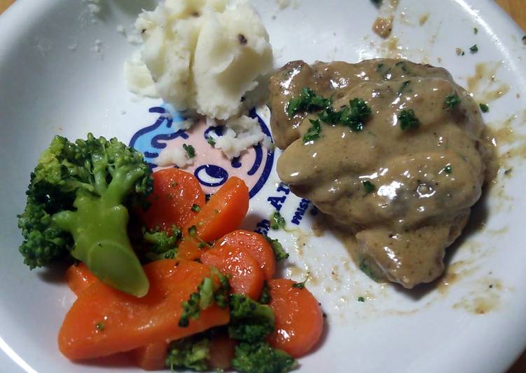 Saturday Fresh pork chops with mushroom cream sauce