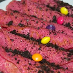A picture of Raspberry red crépes.