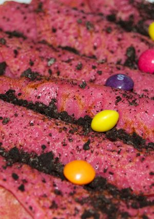 A picture of Raspberry red crépes.