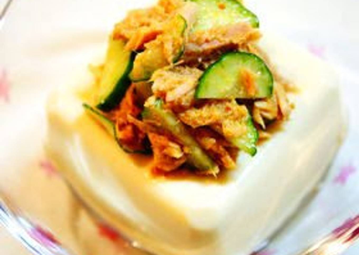 Hot and Spicy Chilled Tofu with Tuna and Cucumber