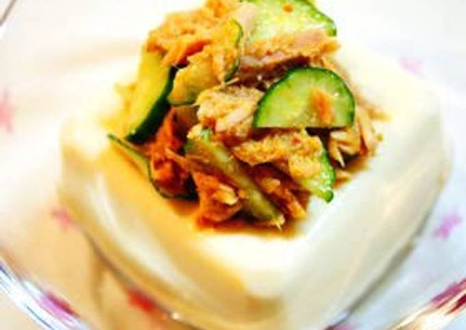 Hot and Spicy Chilled Tofu with Tuna and Cucumber Recipe