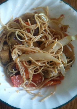 A picture of Eggplant pasta.