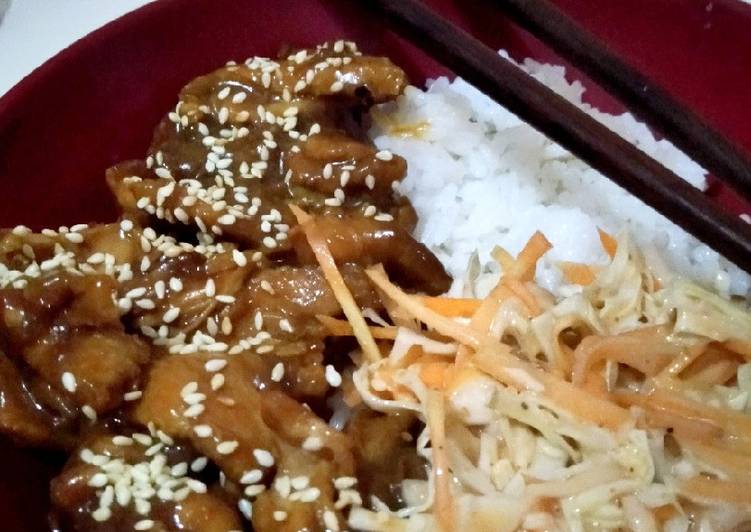 makanan Ricebowl dirumah aja (chicken blackpaper ekonomis + salad sayur) Anti Gagal