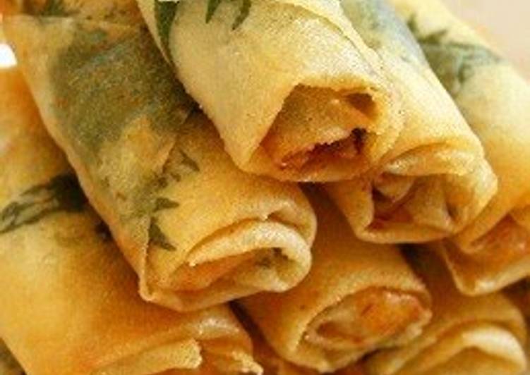 Recipe of Favorite Chicken Tender, Shiso and Mentaiko Spring Rolls