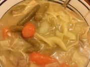 A picture of leftover turkey soup