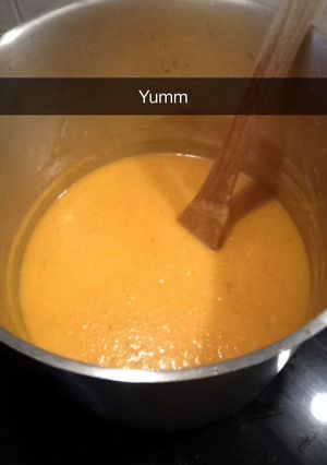 A picture of Pumpkin, Sweet Potato, Carrot, Ginger Soup.
