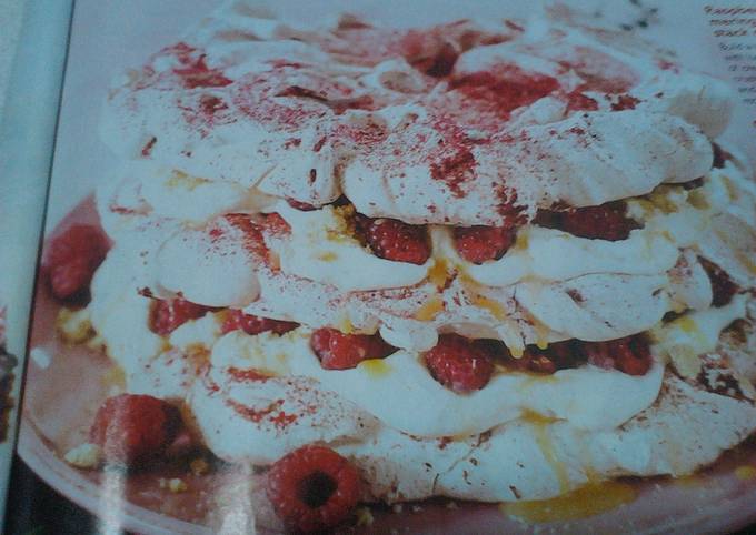 Raspberry meringue stack cake