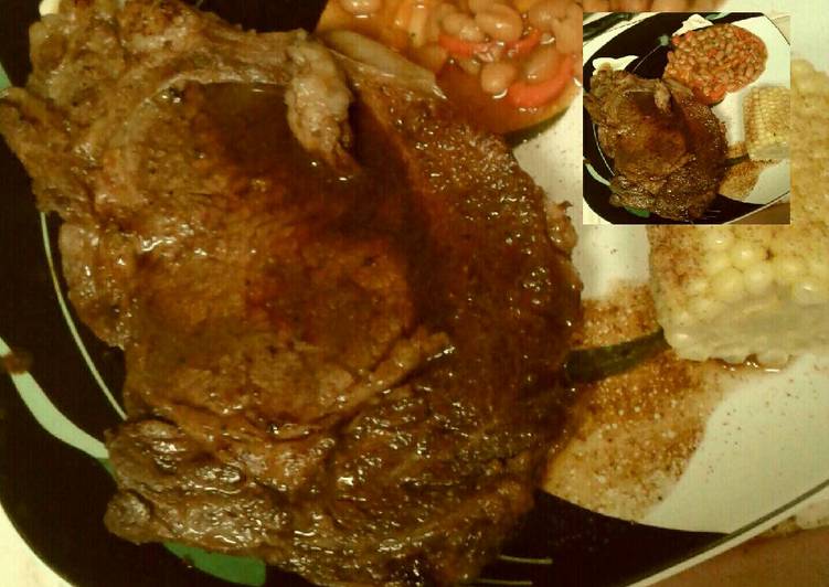 Recipe of Quick Pan seared marinated Rib Eye Steak