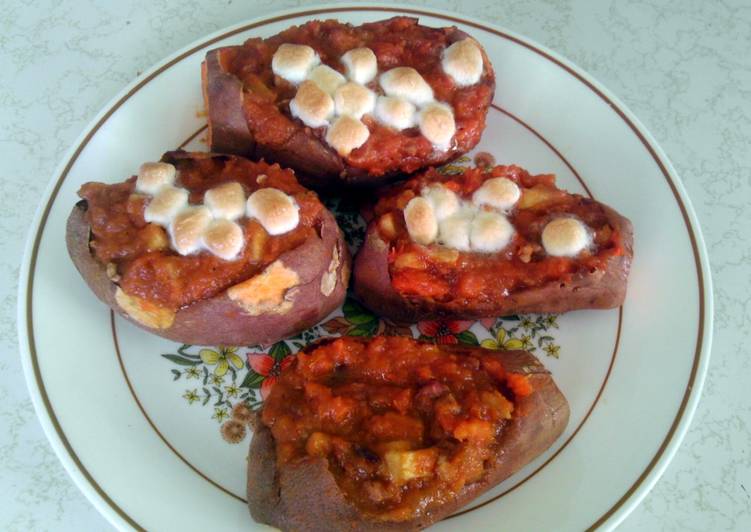 Tuesday Fresh Apple and pecan stuffed /baked sweet potatoes