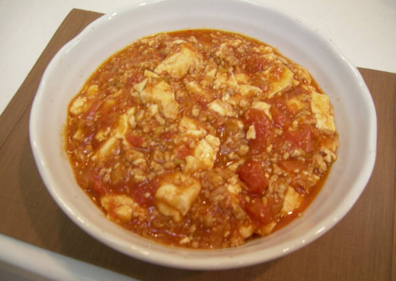 Tomato Mapo Doufu with Minced Chicken