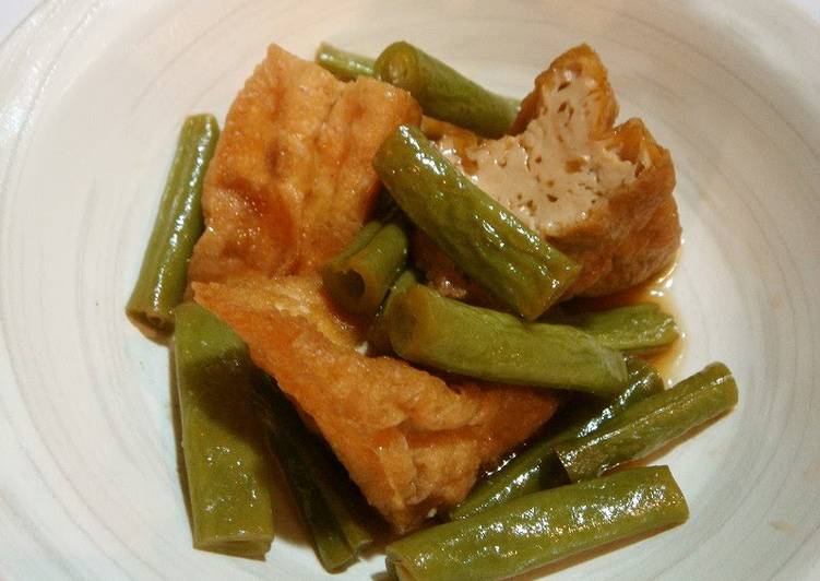 Steps to Make Quick Simmered Atsuage and Green Beans