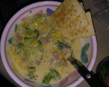 Easy Making Recipe Velveeta  ham broccoli soup Savory Delicious