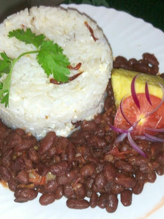 A picture of Rice and beans.