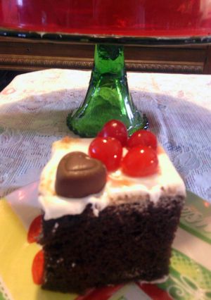A picture of cherry cola chocolate cake.