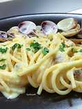 Spaghettoni con lupini e crema di limone