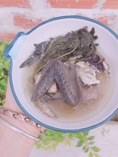 Hình của món Gà ác tần thuốc bắc ngãi cứu.