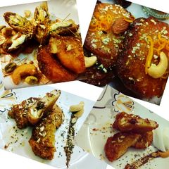 A picture of Malpua with dates Kunefe.
