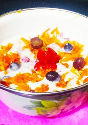 A picture of Cream with Carrot halwa.