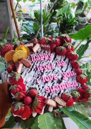 Foto resep Kue Ulang Tahun Cantik Basecake Fudgy Brownies / Cara membuat coklat ganache