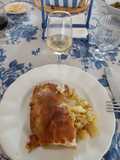 Bacalao al horno con mayonesa y patatas panaderas