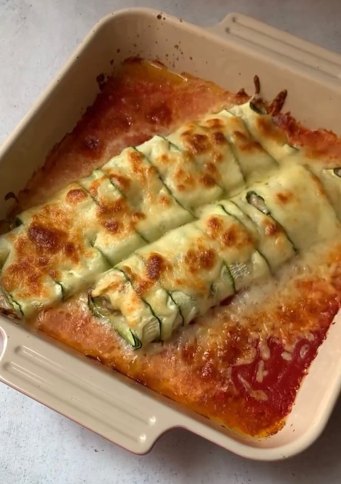 Una foto de Canelones de calabacín