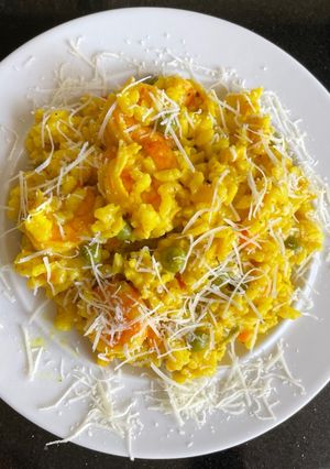 Una foto de Risotto de camarones o langostinos