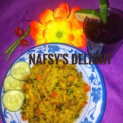 A picture of Stir fry cuscus with mint zobo.