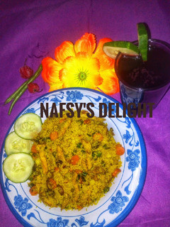 A picture of Stir fry cuscus with mint zobo.