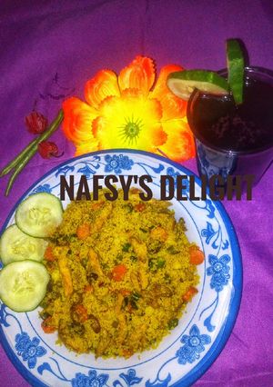 A picture of Stir fry cuscus with mint zobo.