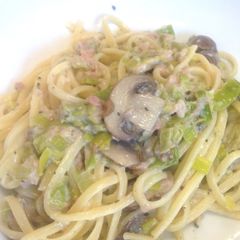 A picture of Linguine, Ham, Leek & Mushroom.