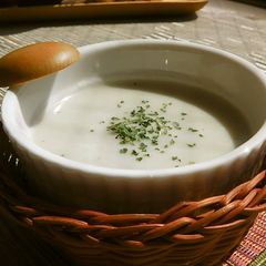 A picture of Eggplant & Soy Milk Creamy Cold Soup.