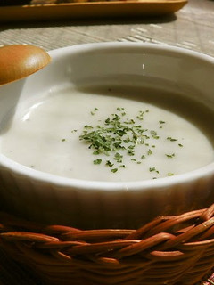 A picture of Eggplant & Soy Milk Creamy Cold Soup.