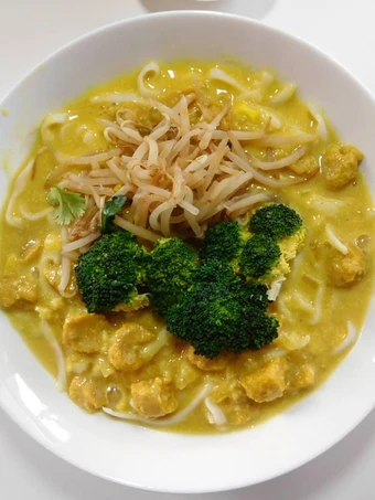 Easy Way Make Vegan Burmese Coconut Milk Noodle Soup (oil-free and gluten-free) the Delicious Tasty