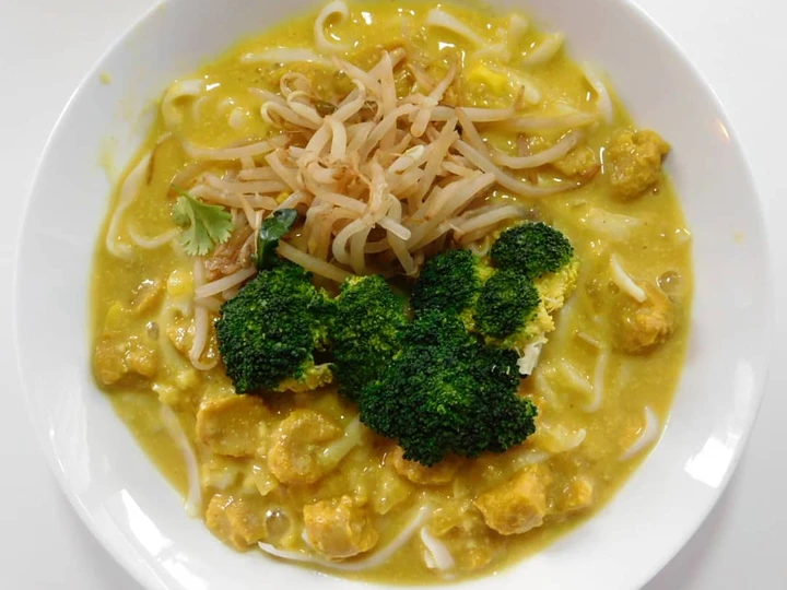 Easy Way Make Vegan Burmese Coconut Milk Noodle Soup (oil-free and gluten-free) the Delicious Tasty