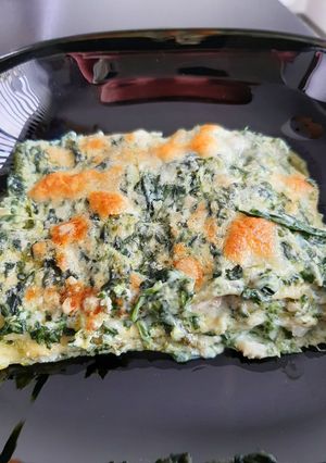 A picture of Lasagna with Pollock, Spinach, and Ricotta.