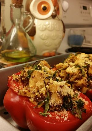 A picture of Kate's Roasted, Stuffed Peppers.