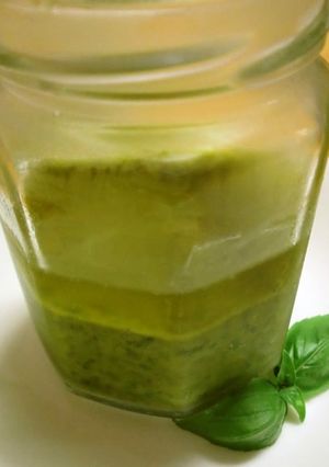 A picture of Homemade Basil Pasto with Walnuts and Basil!.