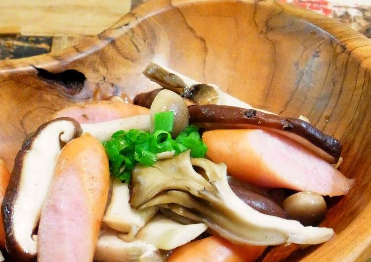 Steamed Wiener Sausages and Mushrooms