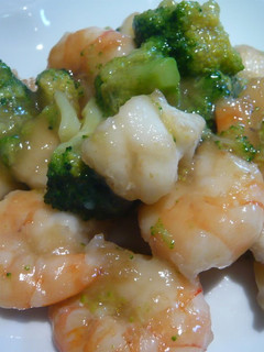 A picture of Chinese Stir-Fried Shrimp, Squid, and Broccoli.