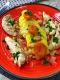 Pollo con patatas al cava en el microondas con el estuche Lékué