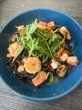Seafood Squid Ink Pasta with Prawn Broth
