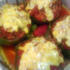 A picture of Pomodoro Stuffed peppers.