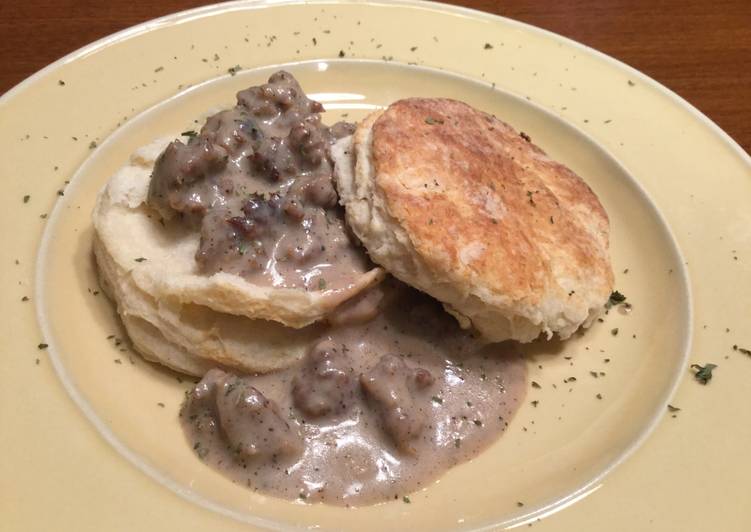 Recipe: Yummy Biscuits and Sausage Gravy