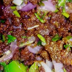 A picture of Dry fry minced meat.