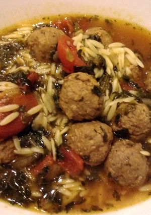 A picture of Quick Meatball and Orzo Soup.