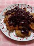 Mashed banana with blueberry sauce
