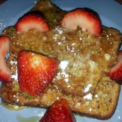 A picture of Strawberry french toast with a health kick.