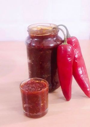 A picture of Sweet & Spicy Red Chilli Chundo | Jaggery Preserve.