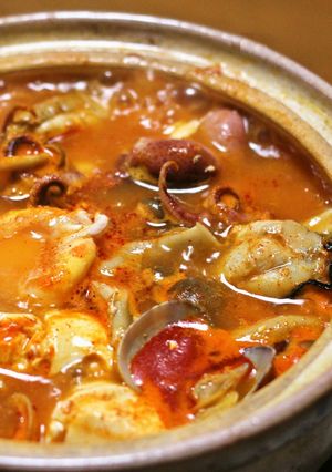 A picture of Sundubu Jjigae (Korean Soft Tofu Stew).