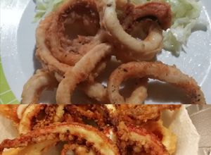 Una foto de Rabas y tentáculos de calamar fritos (vagonetas)